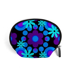 Flowers Pearls And Donuts Blue Purple Black Accessory Pouch (small) by Mazipoodles