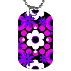 Flowers Pearls And Donuts Purple Hot Pink White Black  Dog Tag (two Sides) by Mazipoodles