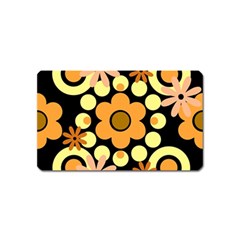 Flowers Pearls And Donuts Peach Yellow Orange Black Magnet (name Card) by Mazipoodles