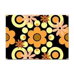 Flowers Pearls And Donuts Peach Yellow Orange Black Sticker A4 (100 Pack) by Mazipoodles