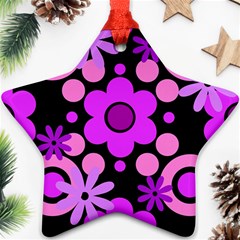 Flowers Pearl And Donuts Lilac Blush Pink Magenta Black  Ornament (star) by Mazipoodles