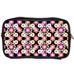 Bitesize Flowers Pearls And Donuts Strawberry Lemon Lime Sherbet Black Toiletries Bag (Two Sides) Front