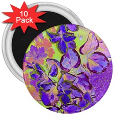 Purple Leaves 3  Magnets (10 Pack)  by DinkovaArt