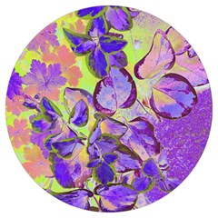 Purple Leaves Round Trivet by DinkovaArt