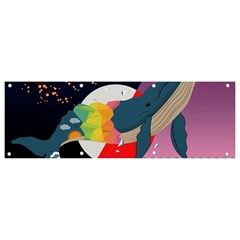 Whale Moon Ocean Digital Art Banner And Sign 9  X 3  by Jancukart