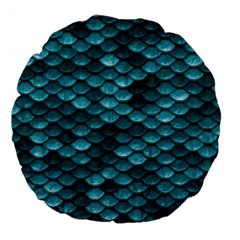 Teal Scales! Large 18  Premium Flano Round Cushions by fructosebat