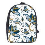 Flowers Blue Texture Style Batik School Bag (Large) Front