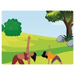 Mother And Daughter Yoga Art Celebrating Motherhood And Bond Between Mom And Daughter. One Side Premium Plush Fleece Blanket (Extra Small) 40 x30  Blanket Front