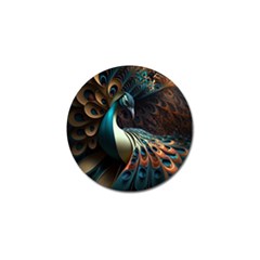 Peacock Bird Feathers Colorful Texture Abstract Golf Ball Marker by Pakemis