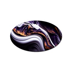 Marble Abstract Water Gold Dark Pink Purple Art Sticker (oval) by Pakemis