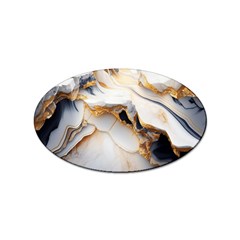 Marble Stone Abstract Gold White Color Colorful Sticker (oval) by Pakemis