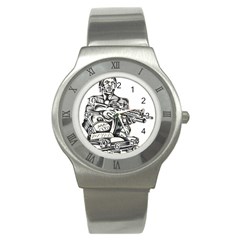 Scarface Movie Traditional Tattoo Stainless Steel Watch by tradlinestyle