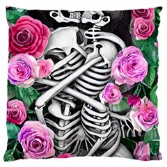 Floral Skeletons Large Premium Plush Fleece Cushion Case (two Sides) by GardenOfOphir