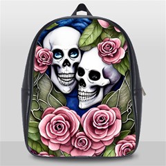 Skulls And Flowers School Bag (large) by GardenOfOphir