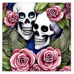 Skulls And Flowers Square Satin Scarf (36  X 36 ) by GardenOfOphir