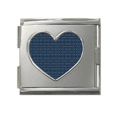 Blue Diamonds Motif Fancy Pattern Design Mega Link Heart Italian Charm (18mm) by dflcprintsclothing