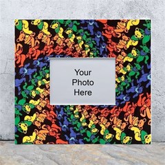 Deadhead Bears Band  Colorsdead Head Grateful Dead Pattern White Wall Photo Frame 5  X 7  by Sapixe