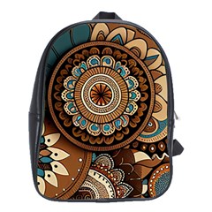 Bohemian Flair In Blue And Earthtones School Bag (xl) by HWDesign