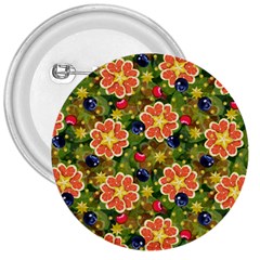 Fruits Star Blueberry Cherry Leaf 3  Buttons by Pakemis