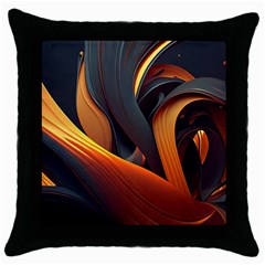 Swirls Abstract Watercolor Colorful Throw Pillow Case (black) by Ravend