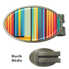 Colorful Rainbow Striped Pattern Money Clips (oval)  by Uceng