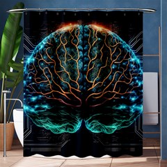 Brain Mind Technology Circuit Board Layout Patterns Shower Curtain 60  X 72  (medium)  by Uceng