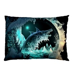 Sculpture Dinosaur Shark Frozen Winter Fantasy Pillow Case (two Sides) by Ravend