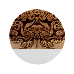 Background Fractal Sample Fantasy Texture Design Marble Wood Coaster (round) by Ravend