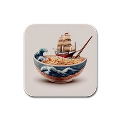 Ai Generated Noodles Pirate Chinese Food Food Rubber Square Coaster (4 Pack) by danenraven