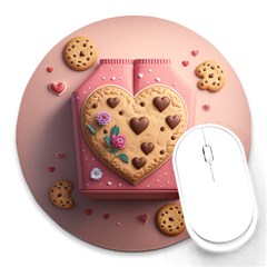 Cookies Valentine Heart Holiday Gift Love Round Mousepad by danenraven