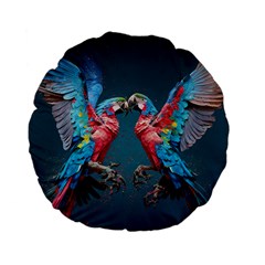 Birds Parrots Love Ornithology Species Fauna Standard 15  Premium Flano Round Cushions by danenraven