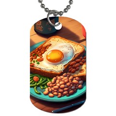 Ai Generated Breakfast Egg Beans Toast Plate Dog Tag (one Side) by danenraven