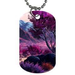 Landscape Landscape Painting Purple Purple Trees Dog Tag (one Side) by danenraven