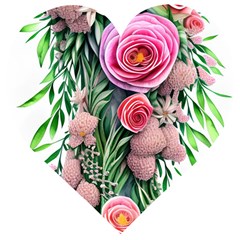 Brilliant Blushing Blossoms Wooden Puzzle Heart by GardenOfOphir