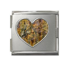 Rusty Orange Abstract Surface Mega Link Heart Italian Charm (18mm) by dflcprintsclothing