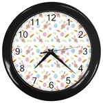 Easter Bunny Pattern Hare Easter Bunny Easter Egg Wall Clock (Black) Front