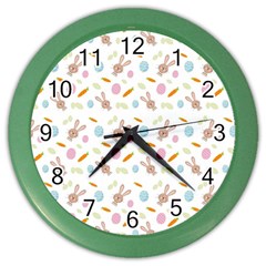 Easter Bunny Pattern Hare Easter Bunny Easter Egg Color Wall Clock by Ravend