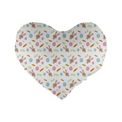 Easter Bunny Pattern Hare Easter Bunny Easter Egg Standard 16  Premium Heart Shape Cushions by Ravend