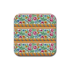 Flower Fabric Fabric Design Fabric Pattern Art Rubber Coaster (square) by Ravend