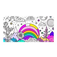 Rainbow Fun Cute Minimal Doodle Drawing Art Satin Wrap 35  X 70  by Ravend