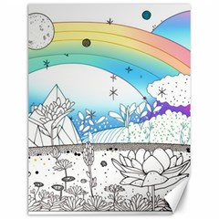 Rainbow Fun Cute Minimal Doodle Drawing Arts Canvas 12  X 16  by Ravend