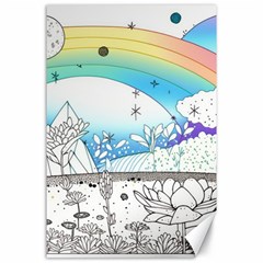 Rainbow Fun Cute Minimal Doodle Drawing Arts Canvas 24  X 36  by Ravend