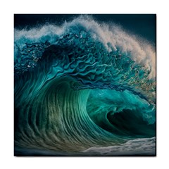 Tsunami Waves Ocean Sea Water Rough Seas 2 Tile Coaster by Ravend