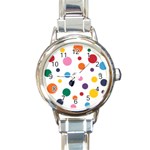 Polka Dot Round Italian Charm Watch Front