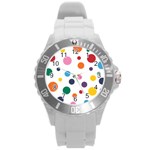 Polka Dot Round Plastic Sport Watch (L) Front