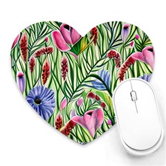 Celestial Watercolor Flower Heart Mousepad by GardenOfOphir