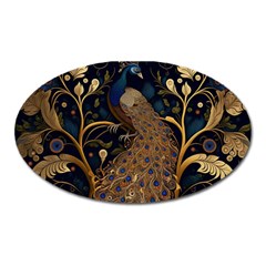 Peacock Plumage Bird Decorative Pattern Graceful Oval Magnet by Ravend