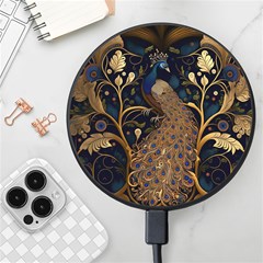 Peacock Plumage Bird Decorative Pattern Graceful Wireless Fast Charger(black) by Ravend