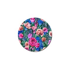 Bright And Brilliant Watercolor Flowers Golf Ball Marker by GardenOfOphir