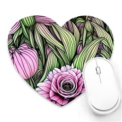 Sumptuous Watercolor Flowers Heart Mousepad by GardenOfOphir